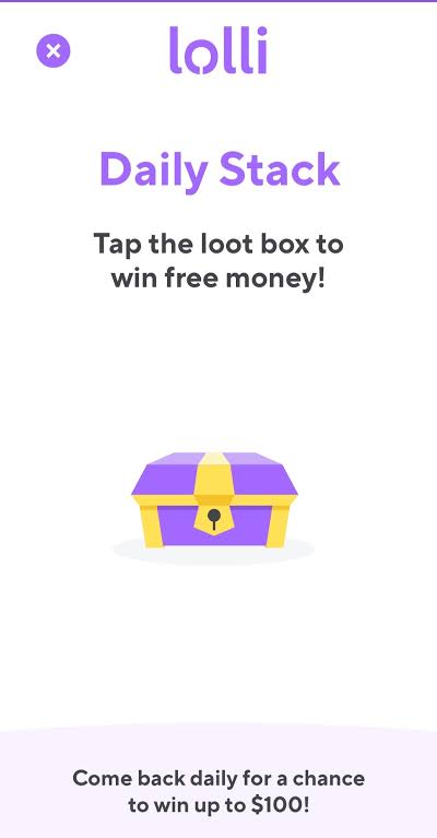 A daily loot-box mini-game screen inviting the user to tap to win a prize
